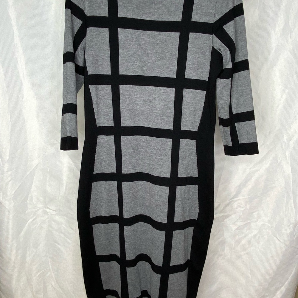 Liz Claiborne Black and Gray Long Sleeve Dress